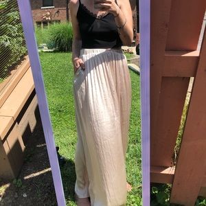 rose gold maxi skirt